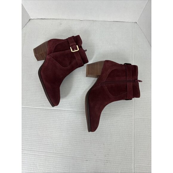 Diba Sleek Bootie Boot Women's 8M Burgundy Suede Stacked Heel NWOB 9336 - Picture 9 of 14